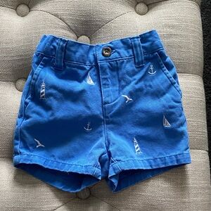 Janie and Jack Blue Nautical Embroidered Shorts
